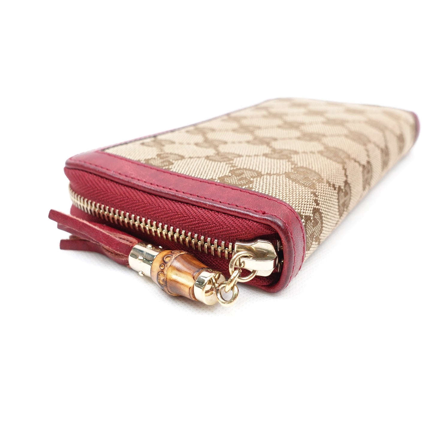 Pre-owned Gucci Monogram&Red Canvas Long Wallet