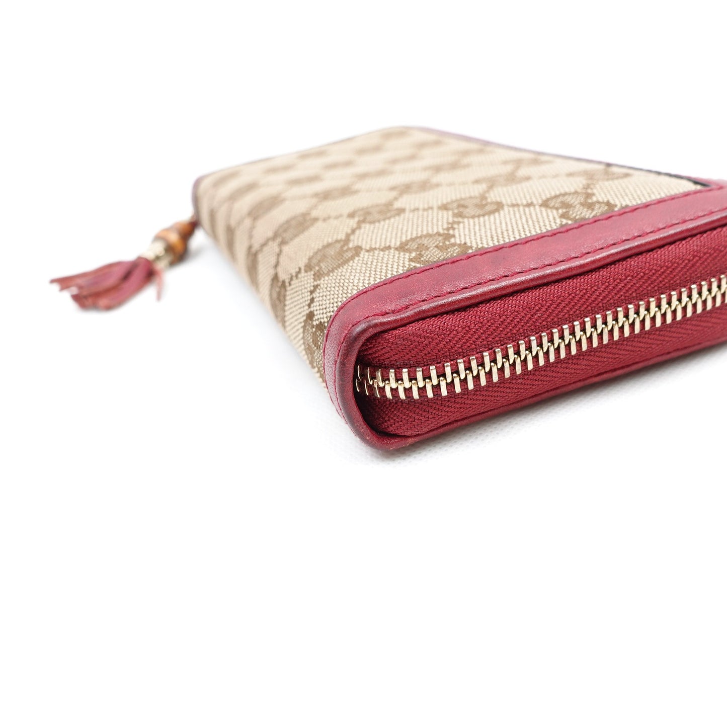 Pre-owned Gucci Monogram&Red Canvas Long Wallet