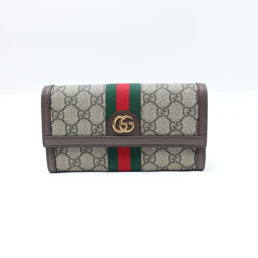 Pre-owned Gucci Ophidia Beige Coated Canvas Wallet