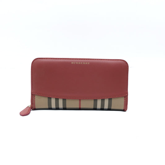 Pre-Owned Burberry Check&Pink Coated Canvas Wallet