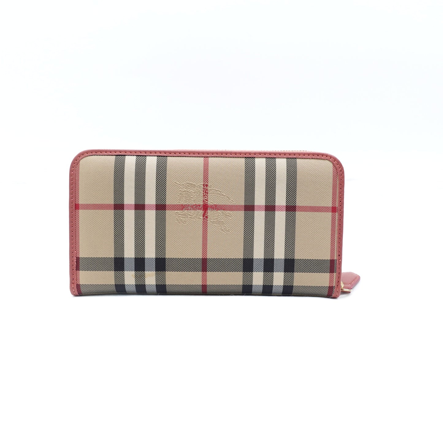 Pre-Owned Burberry Check&Pink Coated Canvas Wallet