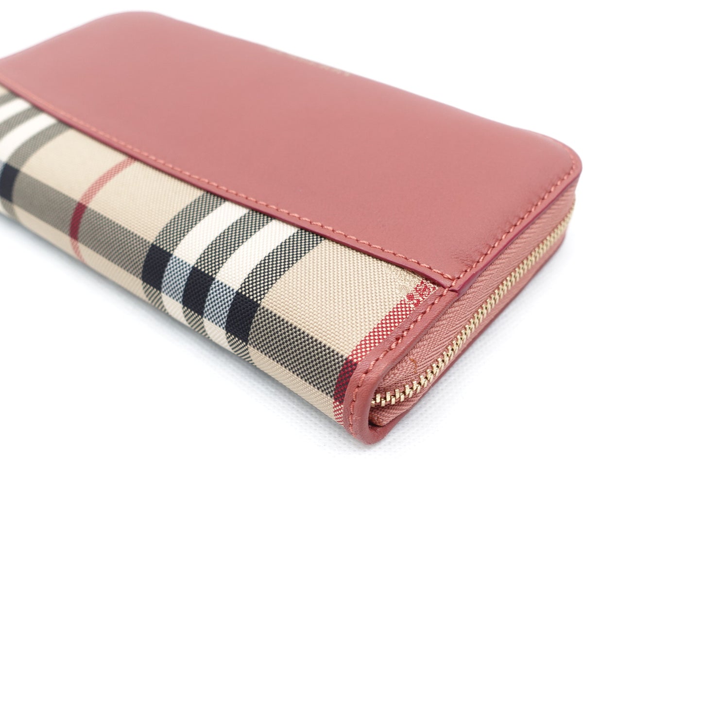 Pre-Owned Burberry Check&Pink Coated Canvas Wallet