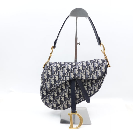 Pre-Owned Christian Dior Saddle Medium Oblique Canvas Shoulder Bag