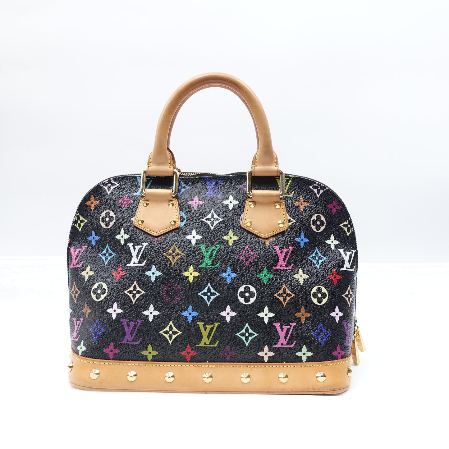 Pre-owned Louis Vuitton Alma PM Black Multicolor Coated Canvas Tote