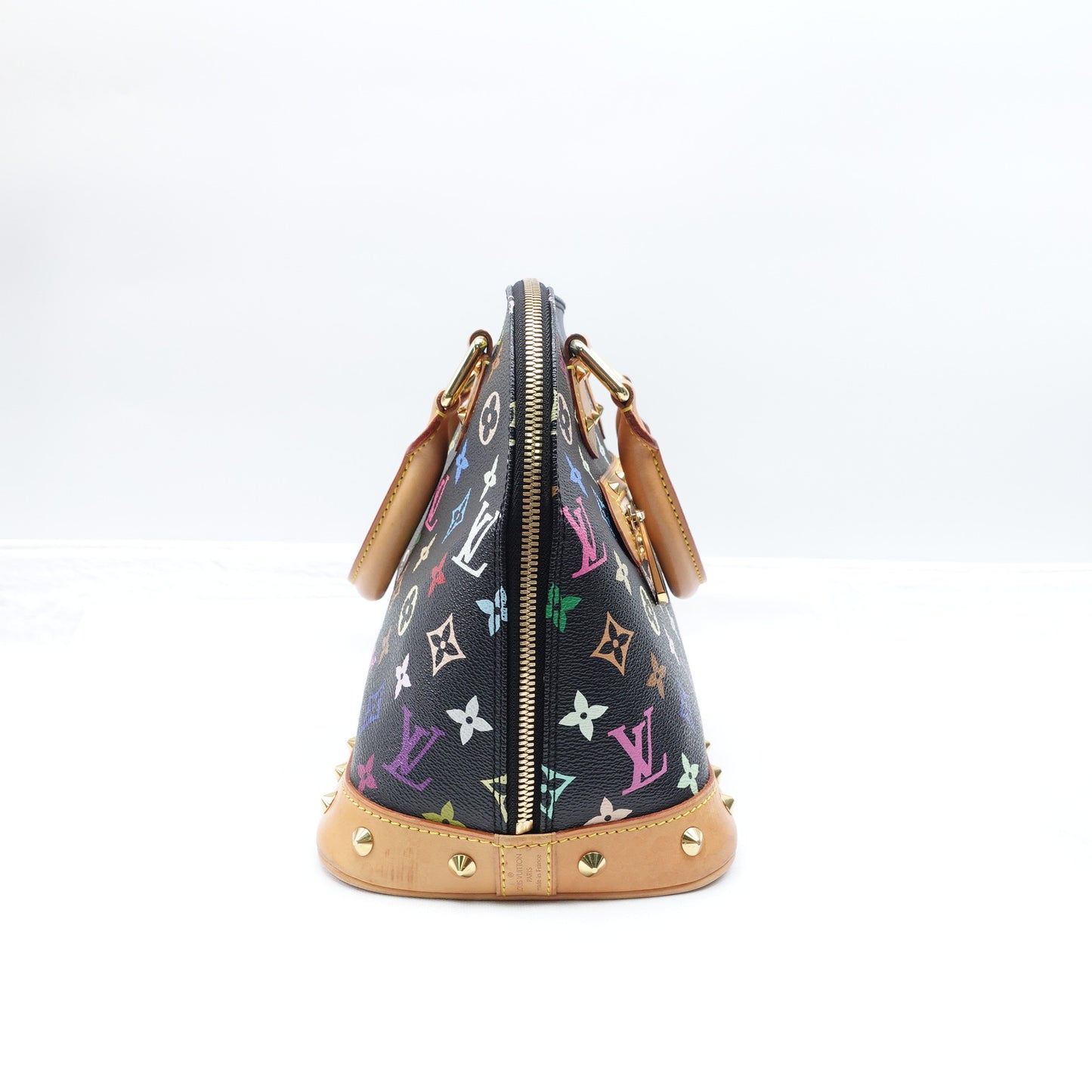 Pre-owned Louis Vuitton Alma PM Black Multicolor Coated Canvas Tote