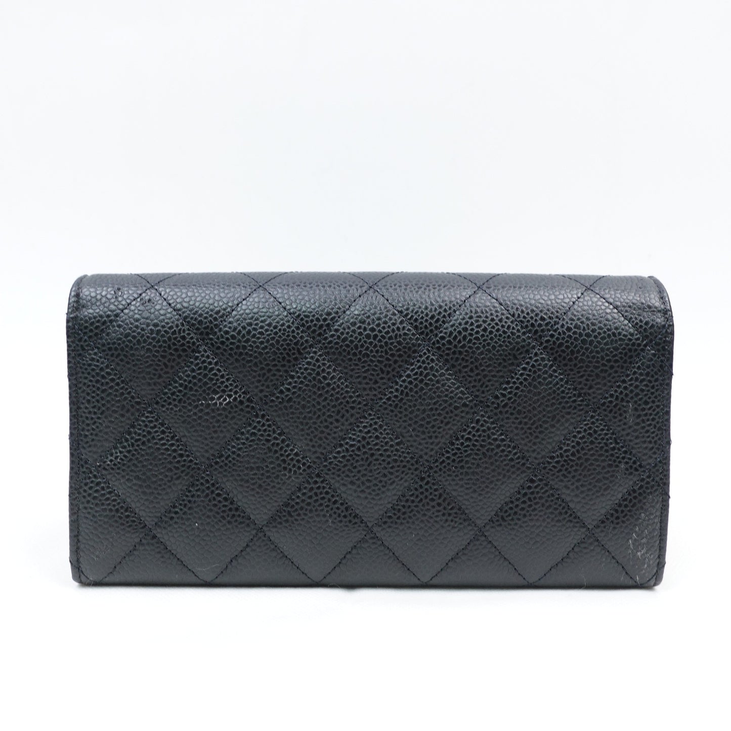 Pre-owned Chanel Black Calfskin Long Wallet