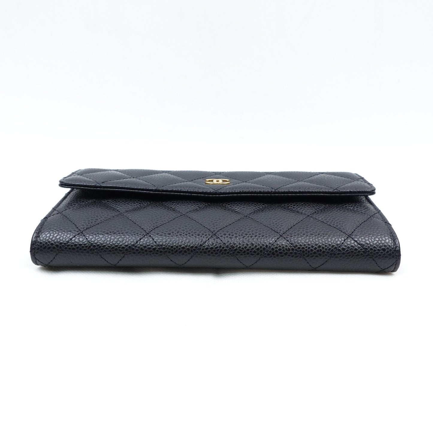 Pre-owned Chanel Black Calfskin Long Wallet