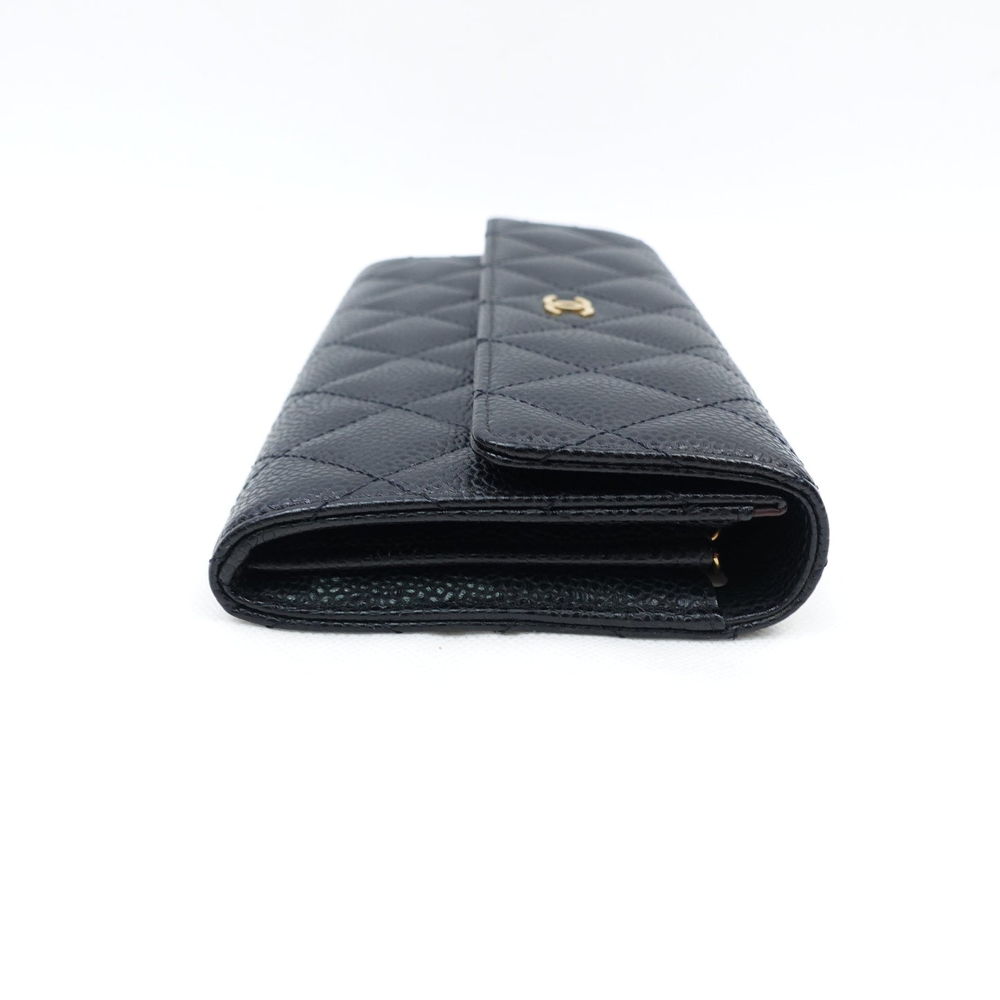 Pre-owned Chanel Black Calfskin Long Wallet