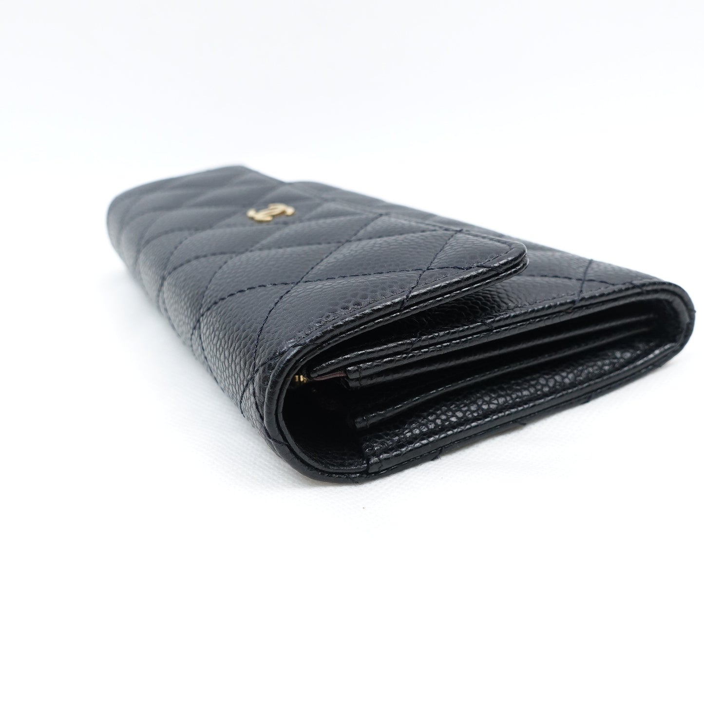 Pre-owned Chanel Black Calfskin Long Wallet