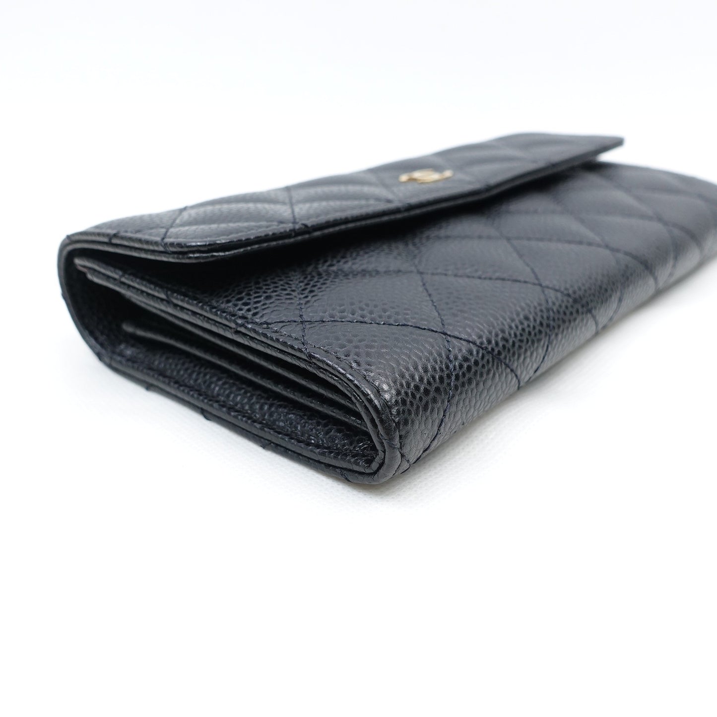 Pre-owned Chanel Black Calfskin Long Wallet