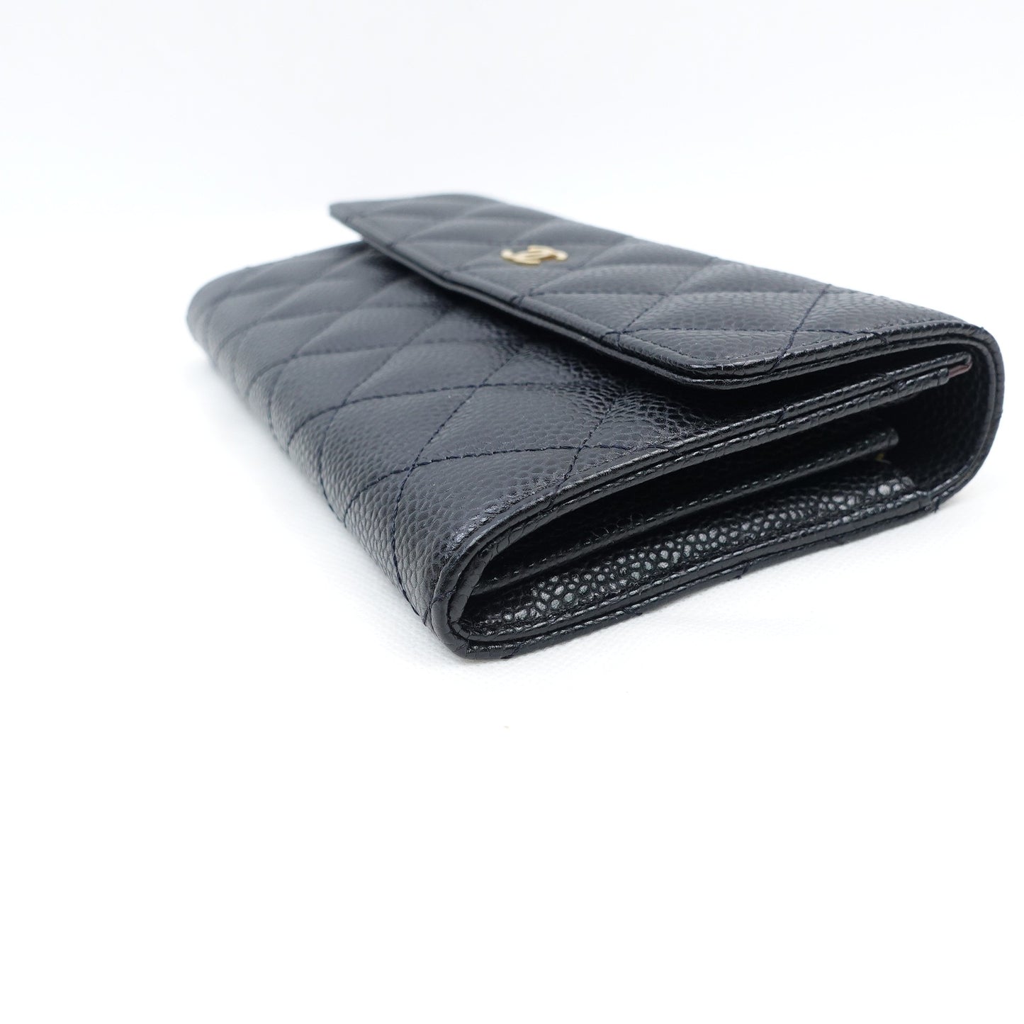 Pre-owned Chanel Black Calfskin Long Wallet