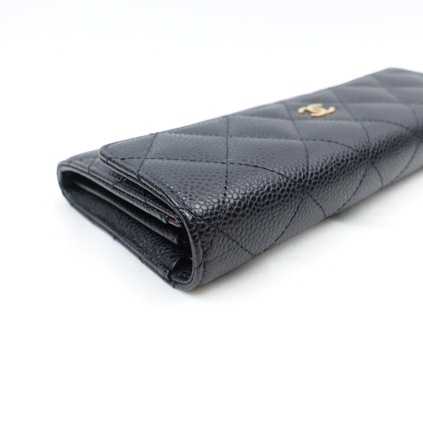 Pre-owned Chanel Black Calfskin Long Wallet