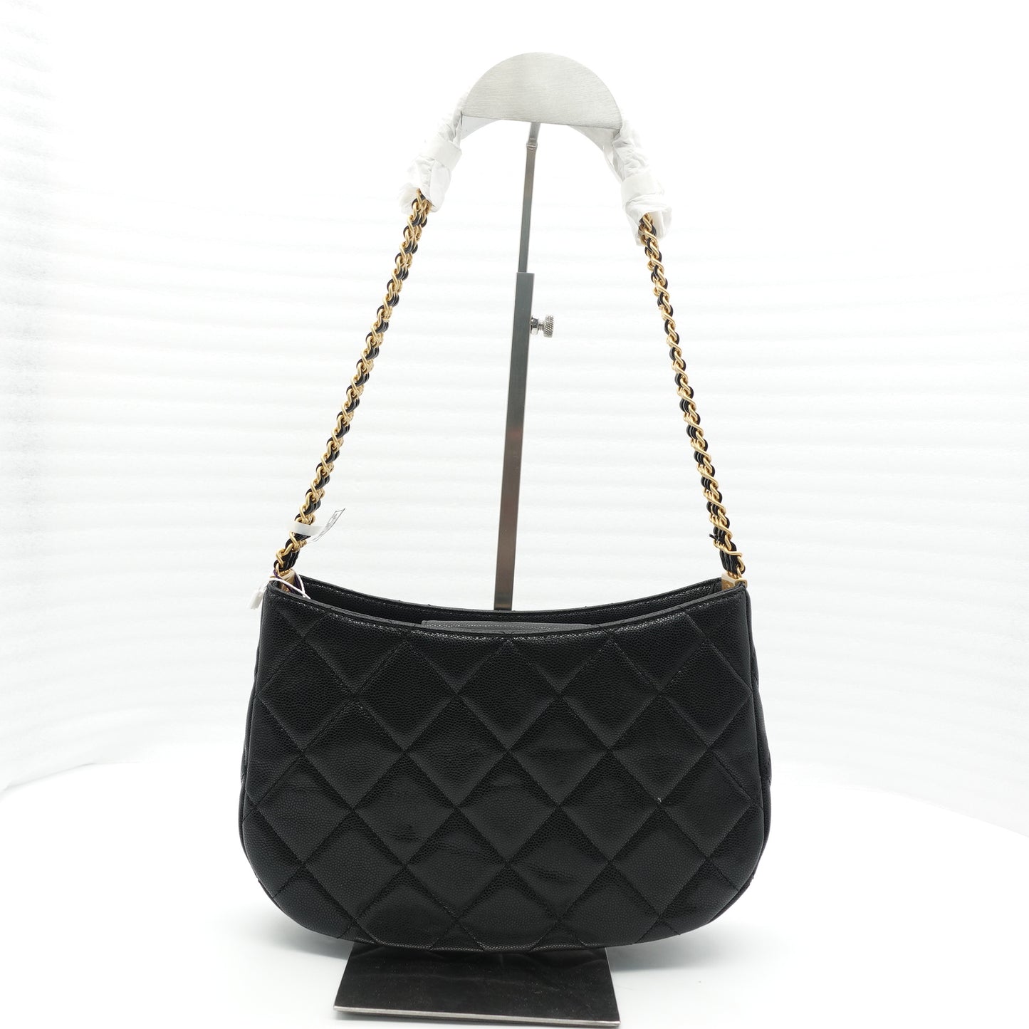 Pre-Owned Chanel 24C Hobo Black Calfskin Shoulder Bag
