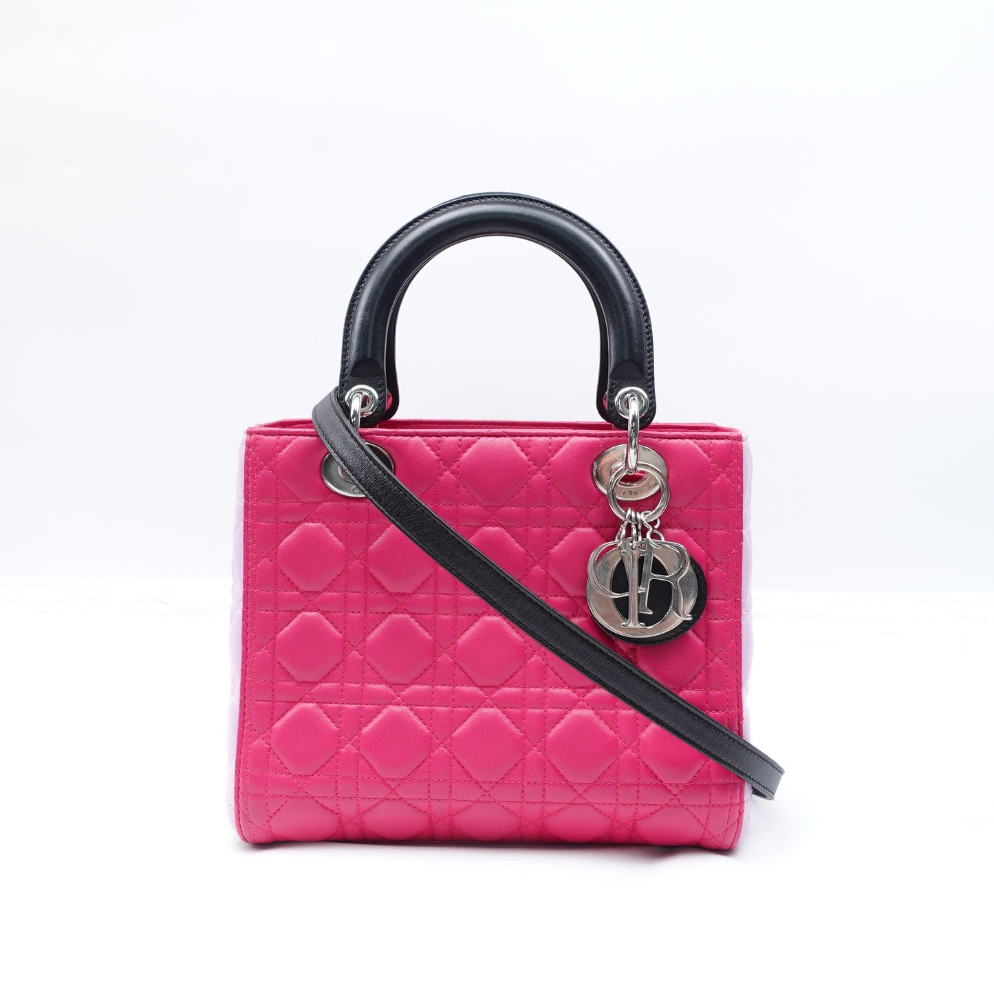 Pre-owned Dior Lady Fushia & Pink Lambskin Shoulder Bag