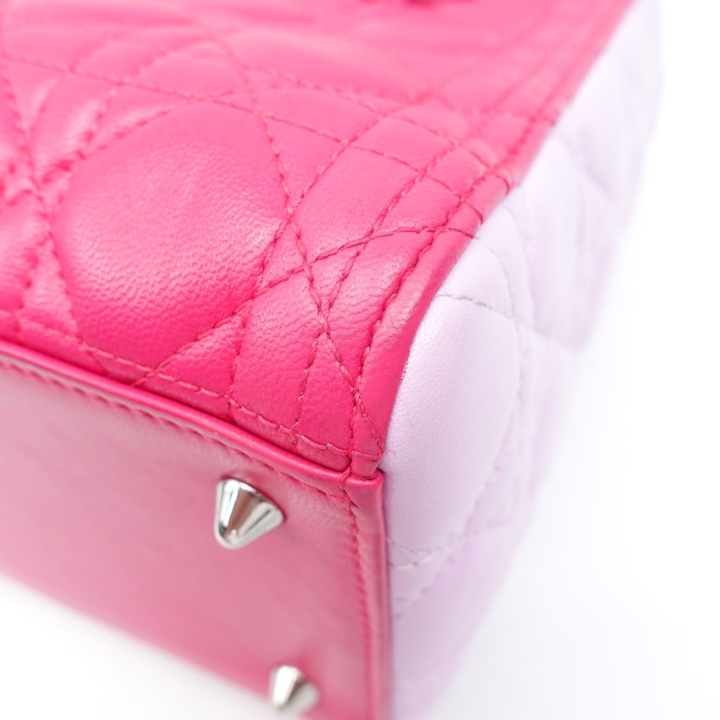 Pre-owned Dior Lady Fushia & Pink Lambskin Shoulder Bag