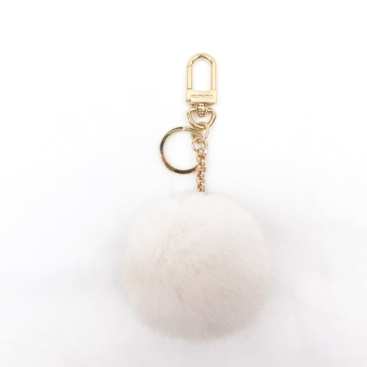 Pre-owned Louis Vuitton White Fluff Bag Charm