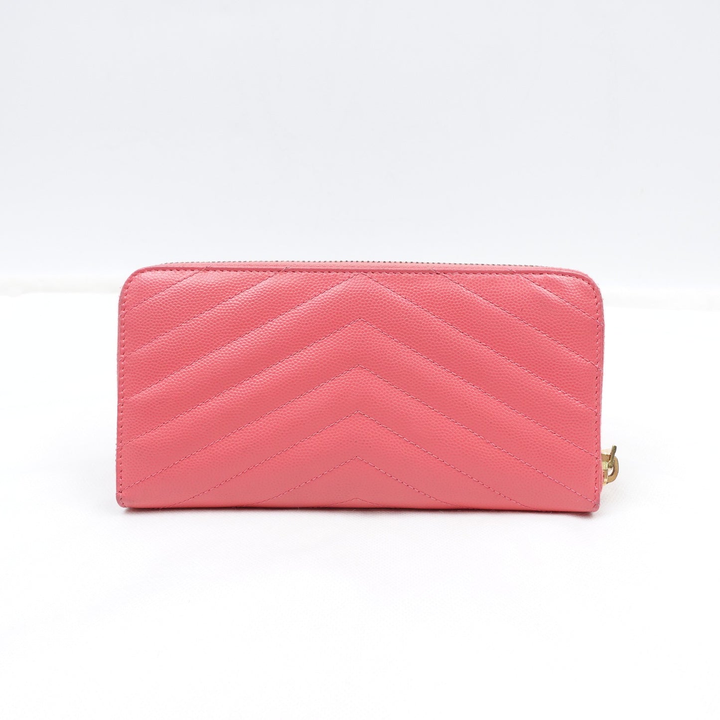 Pre-owned Saint Laurent Pink Calfskin Long Wallet