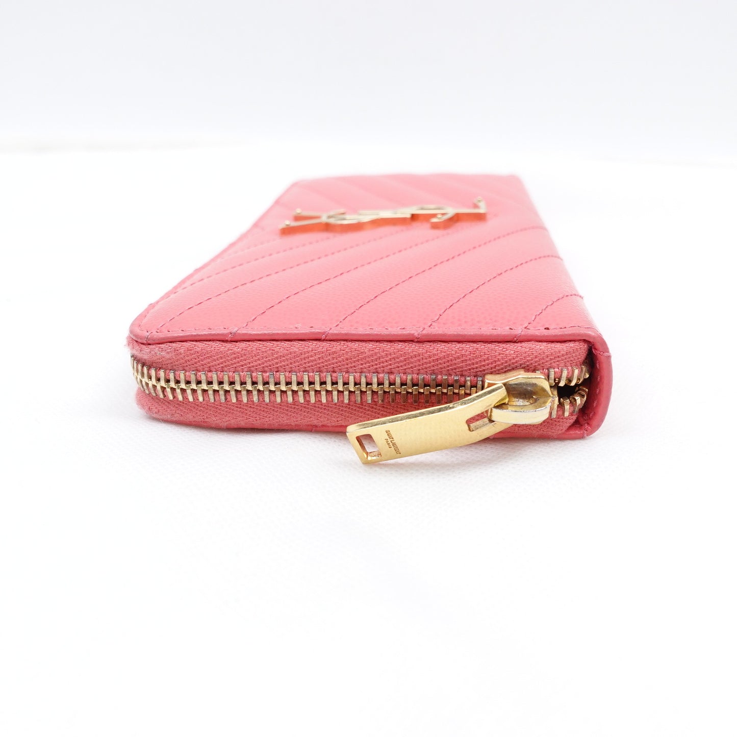 Pre-owned Saint Laurent Pink Calfskin Long Wallet