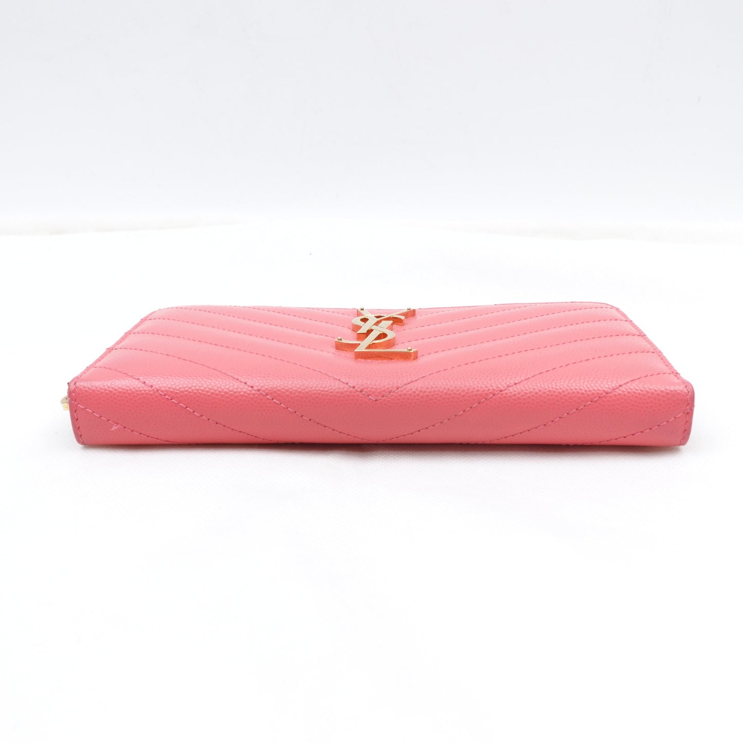 Pre-owned Saint Laurent Pink Calfskin Long Wallet
