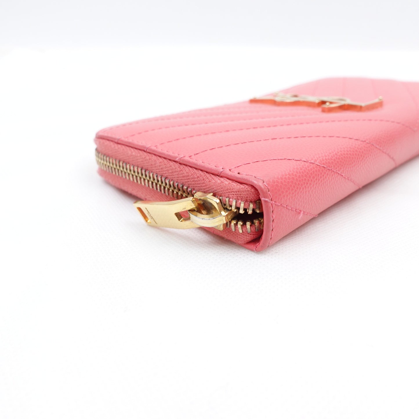 Pre-owned Saint Laurent Pink Calfskin Long Wallet