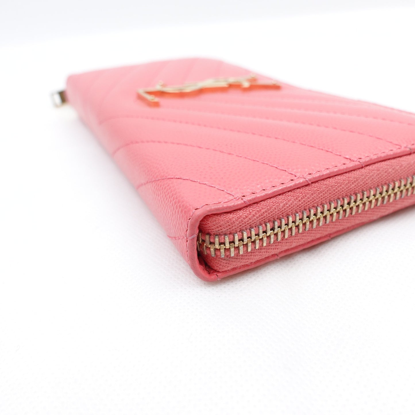 Pre-owned Saint Laurent Pink Calfskin Long Wallet
