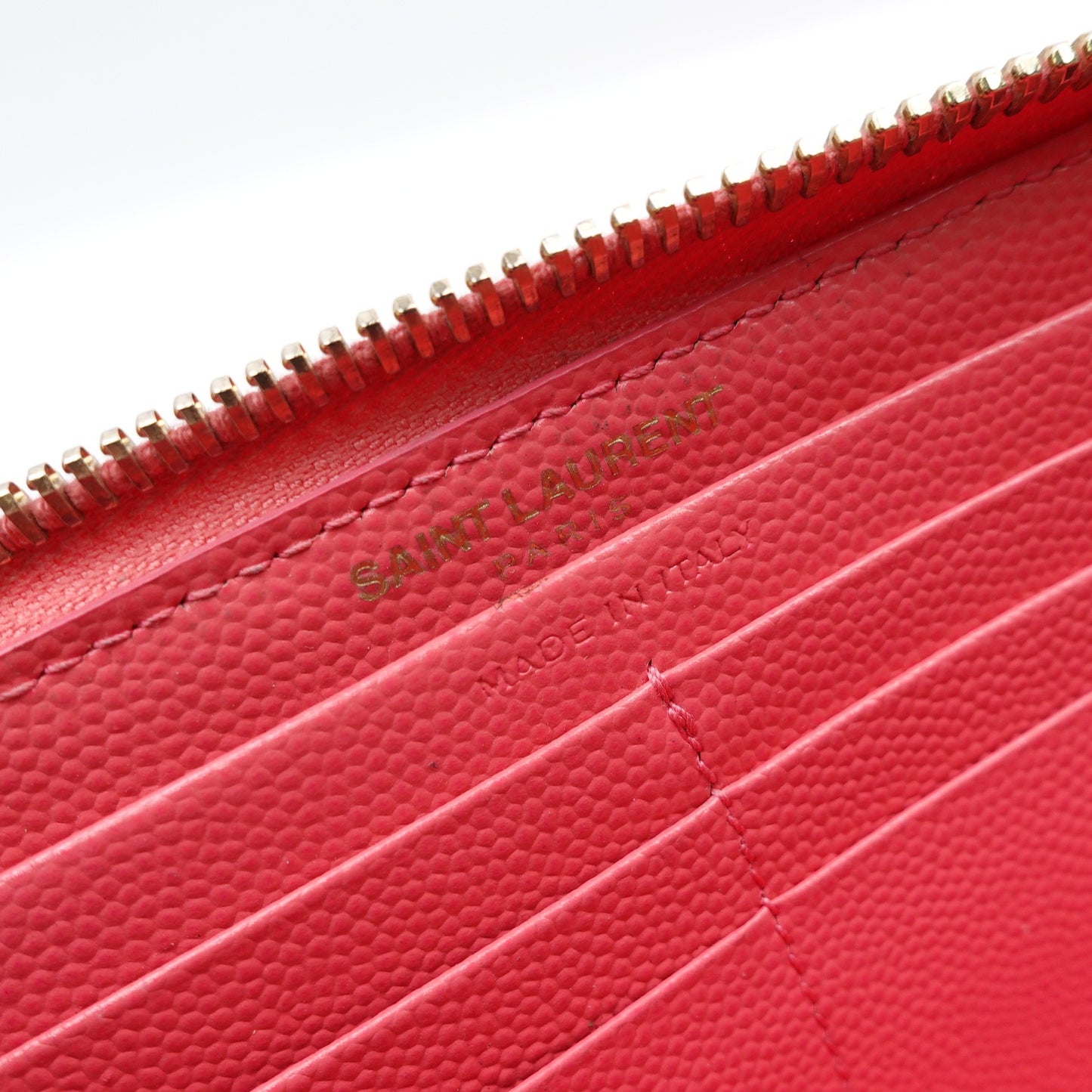 Pre-owned Saint Laurent Pink Calfskin Long Wallet