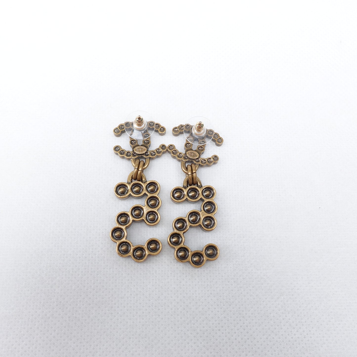 Pre-Owned Chanel Gold-tone Double 5 Diamond Earrings