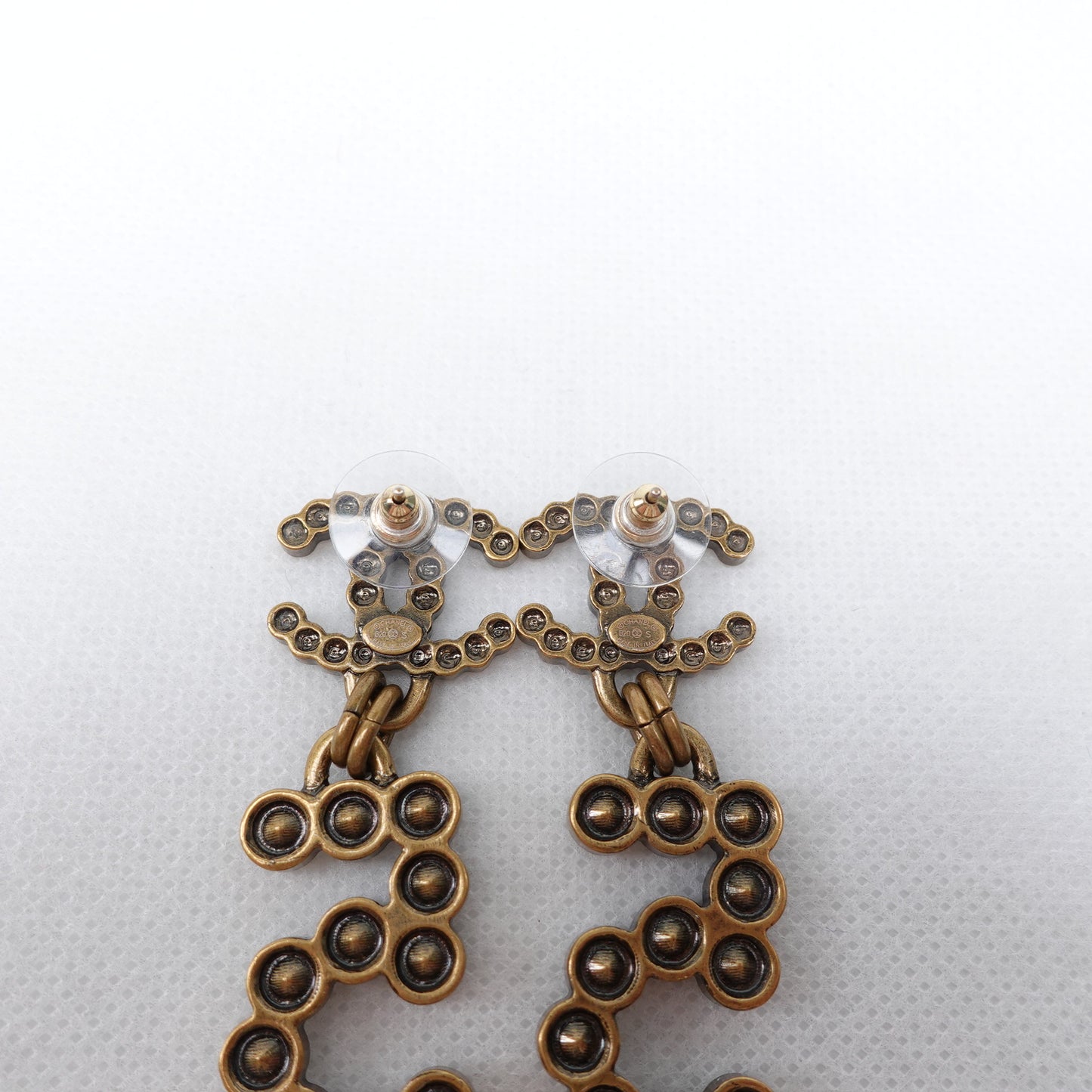 Pre-Owned Chanel Gold-tone Double 5 Diamond Earrings
