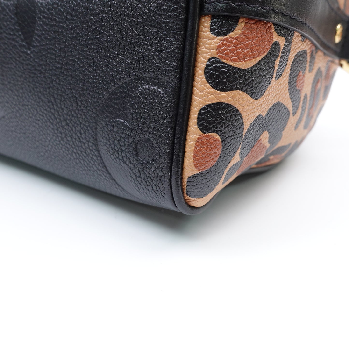 Louis Vuitton Speedy25 Black Monogram and Leopard Empreinte Calfskin Tote Bag