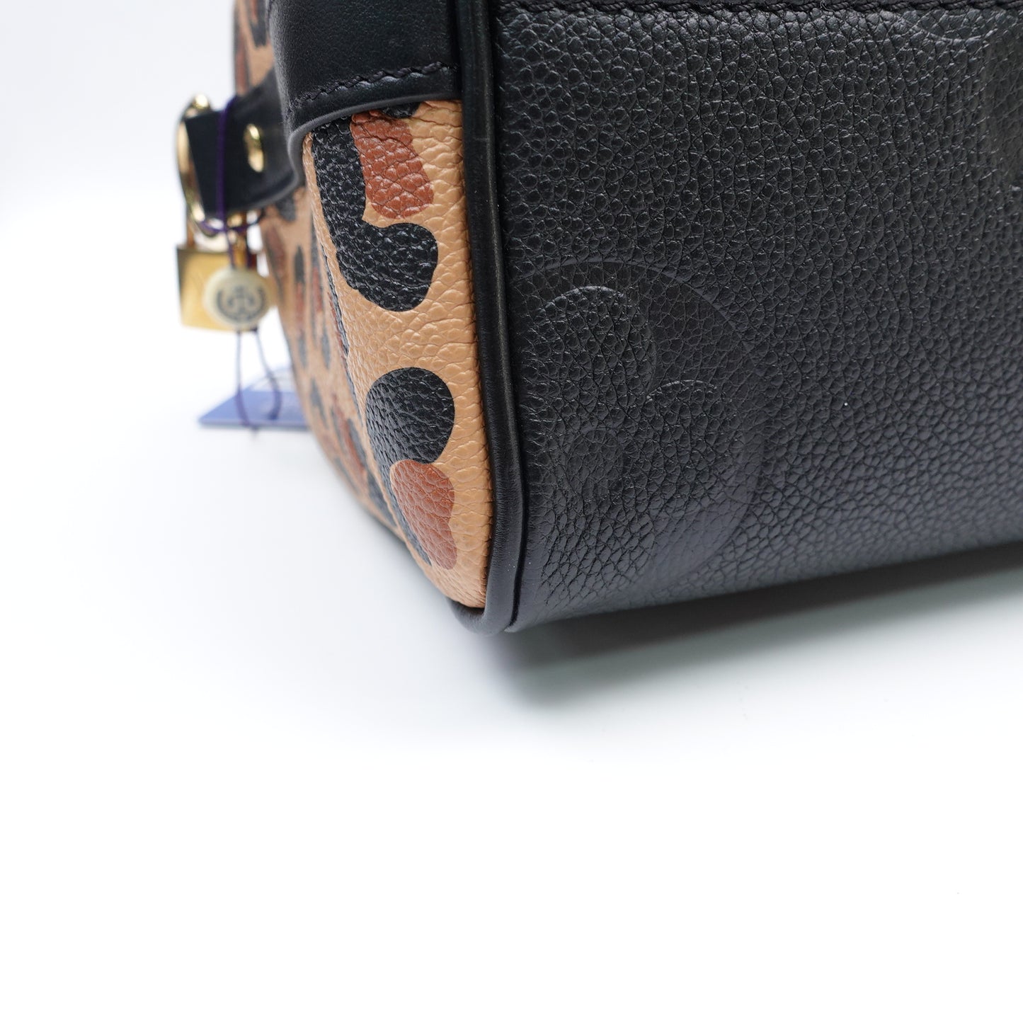 Louis Vuitton Speedy25 Black Monogram and Leopard Empreinte Calfskin Tote Bag