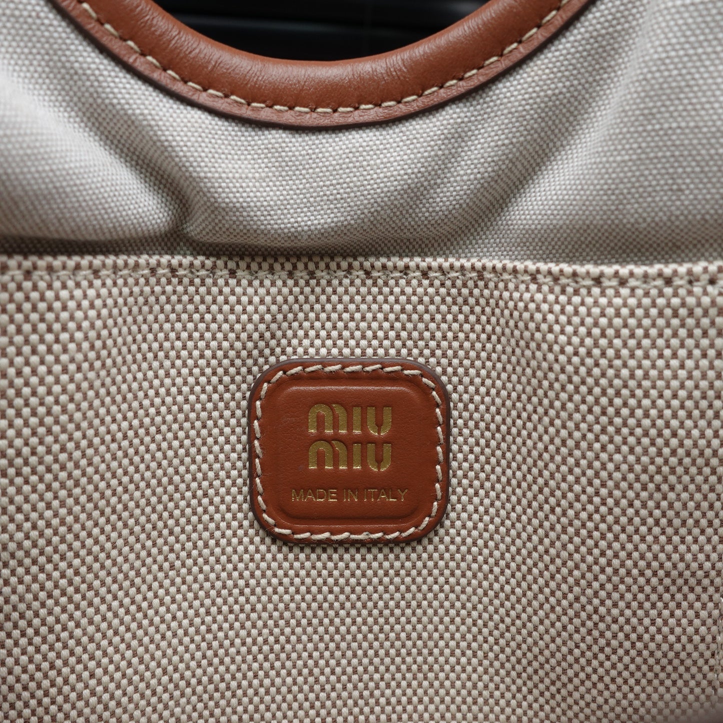 Pre-owned Miumiu Ivy Beige Canvas Shoulder Bag