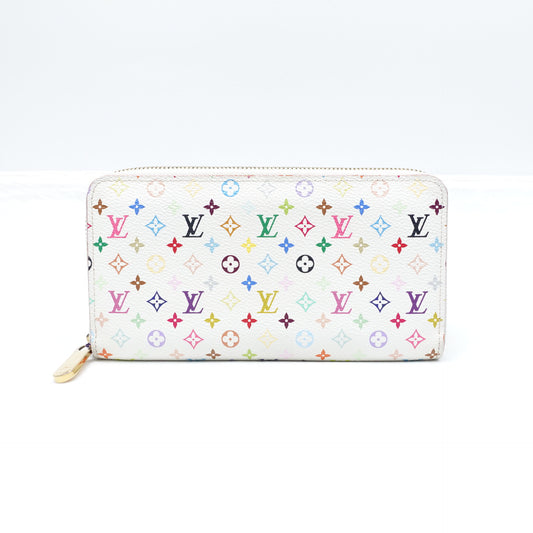 Pre-owned Louis Vuitton Zippy White Multicolor Coated Canvas Wallet