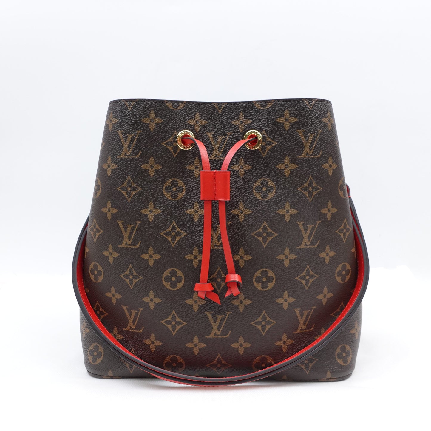 Pre-owned Louis Vuitton Neonoe Monogram&Red Coated Canvas Shoulder Bag