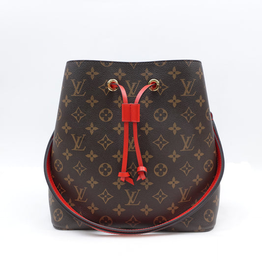 Pre-owned Louis Vuitton Neonoe Monogram&Red Coated Canvas Shoulder Bag