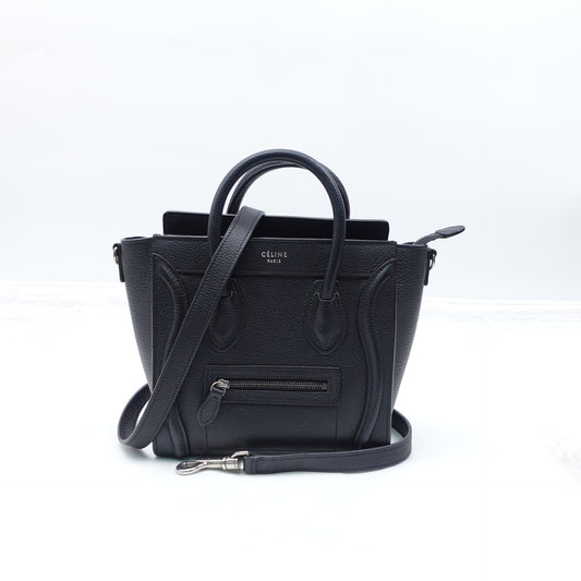 Pre-Owned Celine Luggage Nano Black Leather Tote Bag