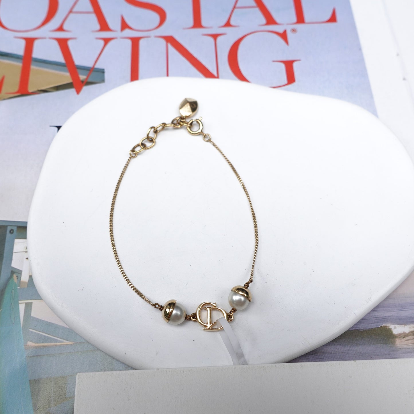 Pre-Owned Dior Gold Tone Pearl Bracelet