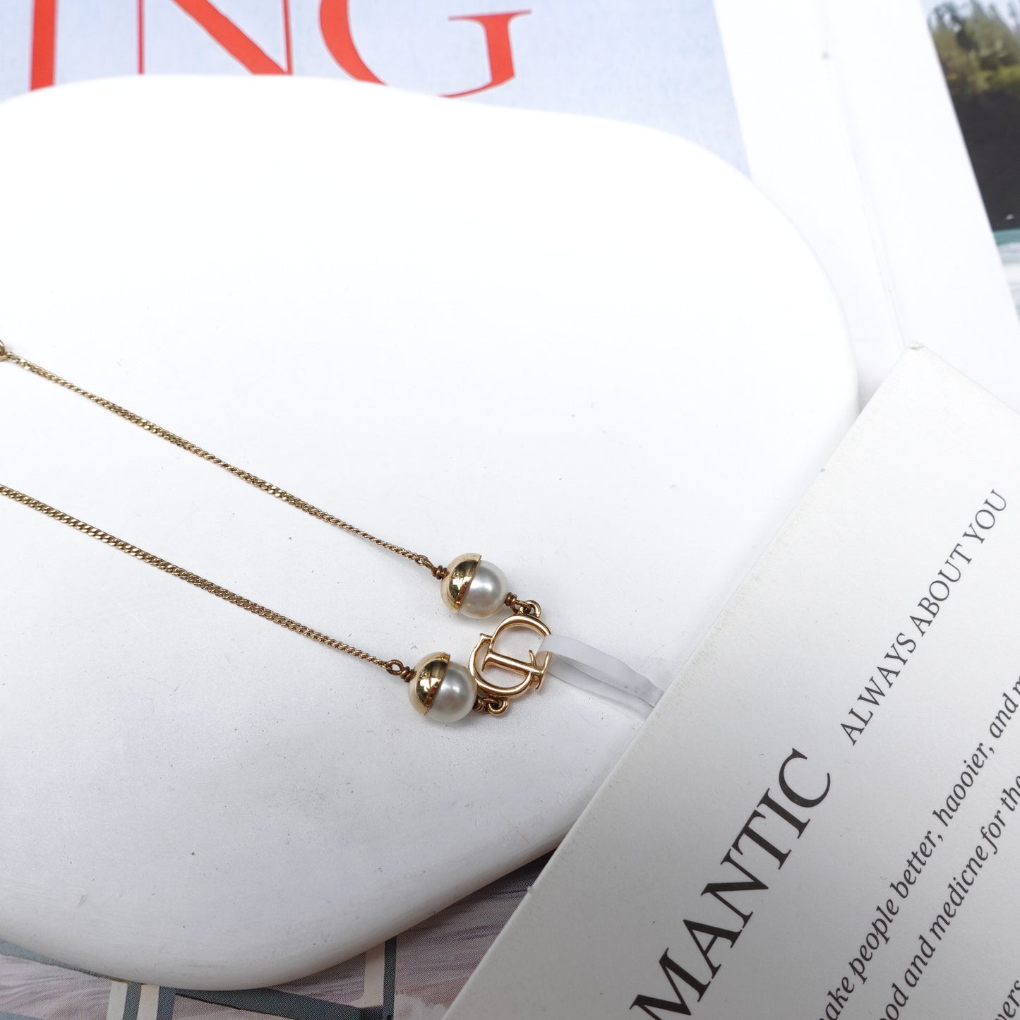 Pre-Owned Dior Gold Tone Pearl Bracelet