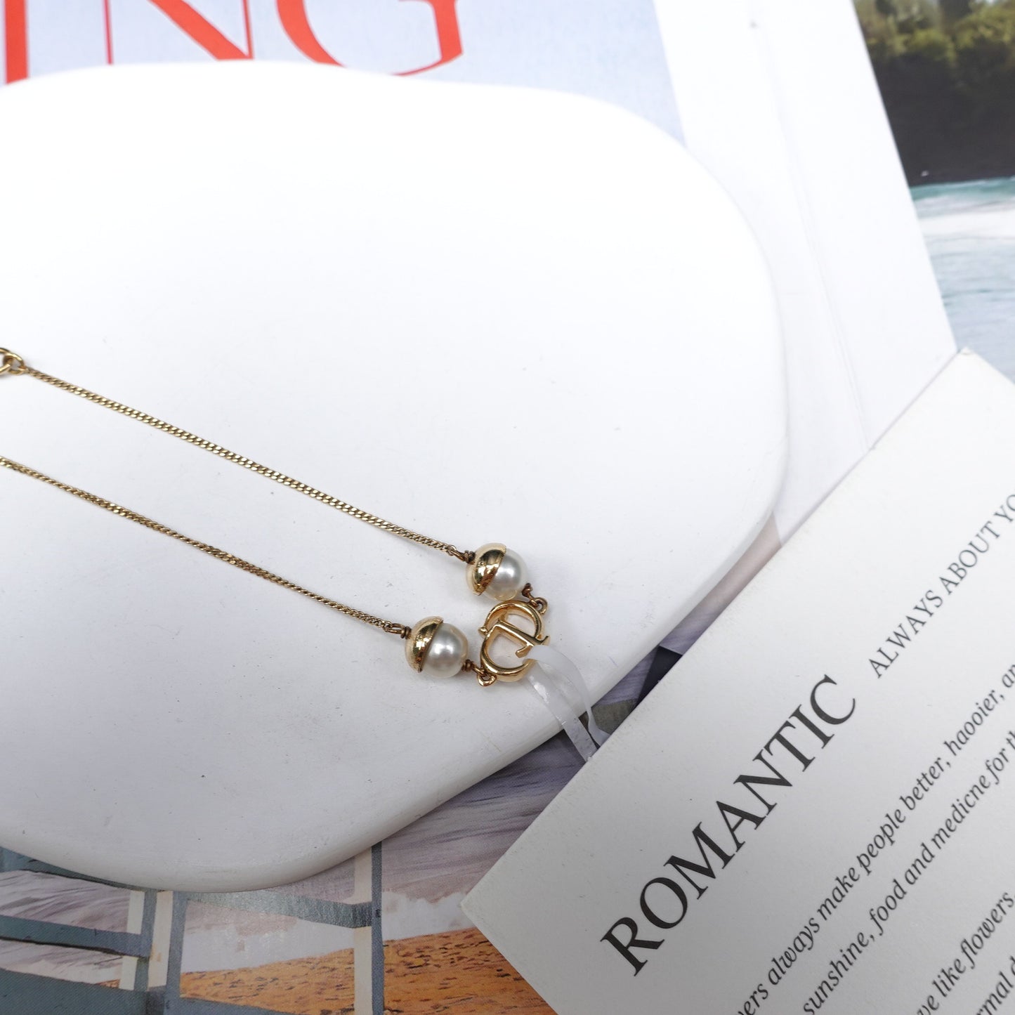 Pre-Owned Dior Gold Tone Pearl Bracelet