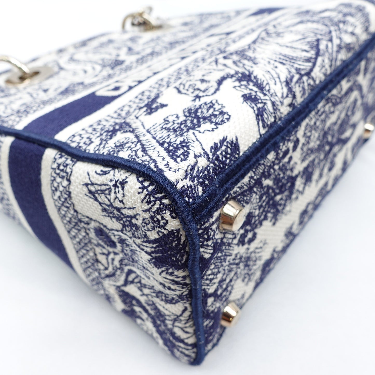 Pre-owned Dior Lady D-LITE Blue&White Canvas Shoulder Bag