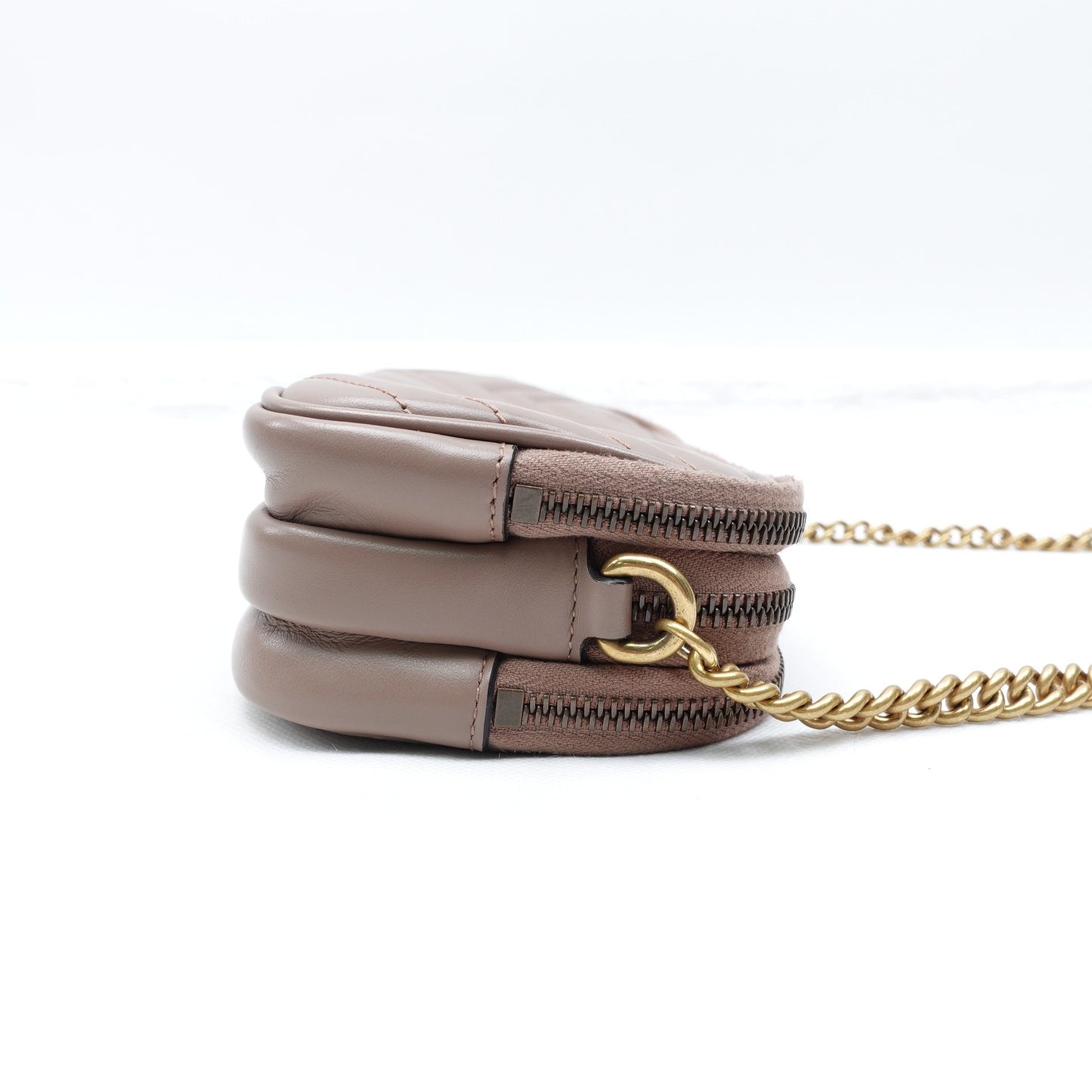 Pre-owned Gucci GG Marmont Milktea Calfskin Shoulder Bag