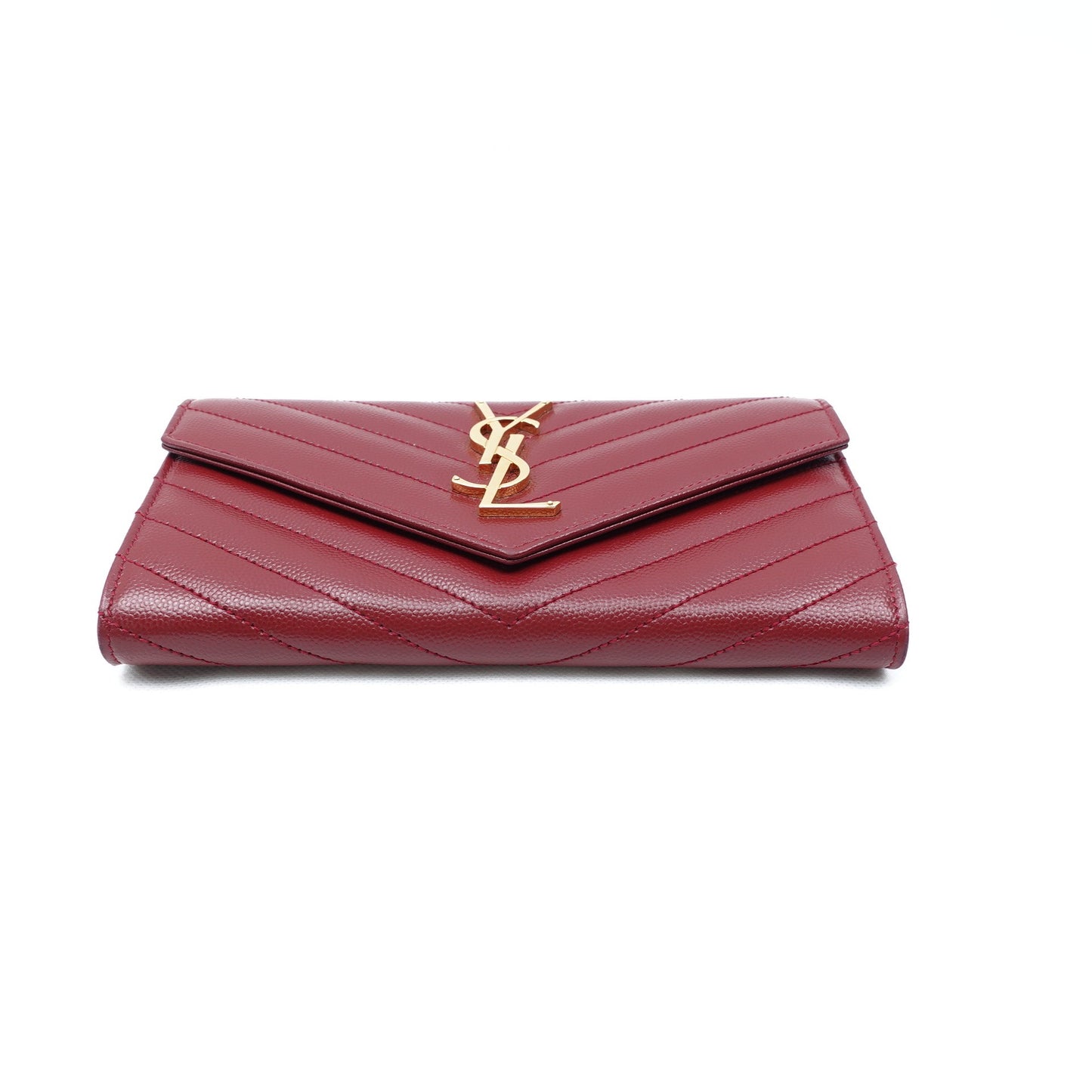 Pre-Owned Yves Saint Laurent Le Monogram Me Red Calfskin Long Wallet T10300903