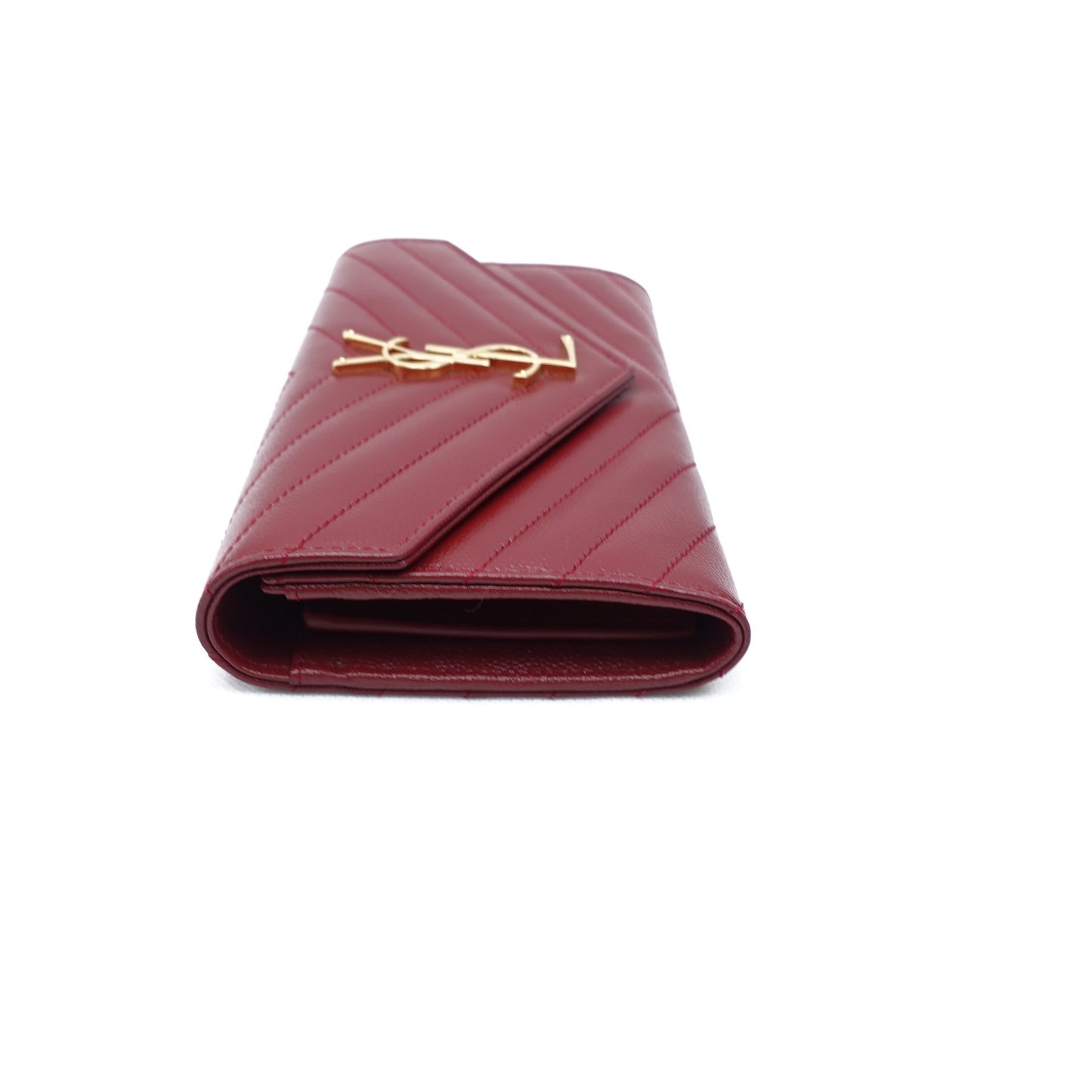 Pre-Owned Yves Saint Laurent Le Monogram Me Red Calfskin Long Wallet T10300903