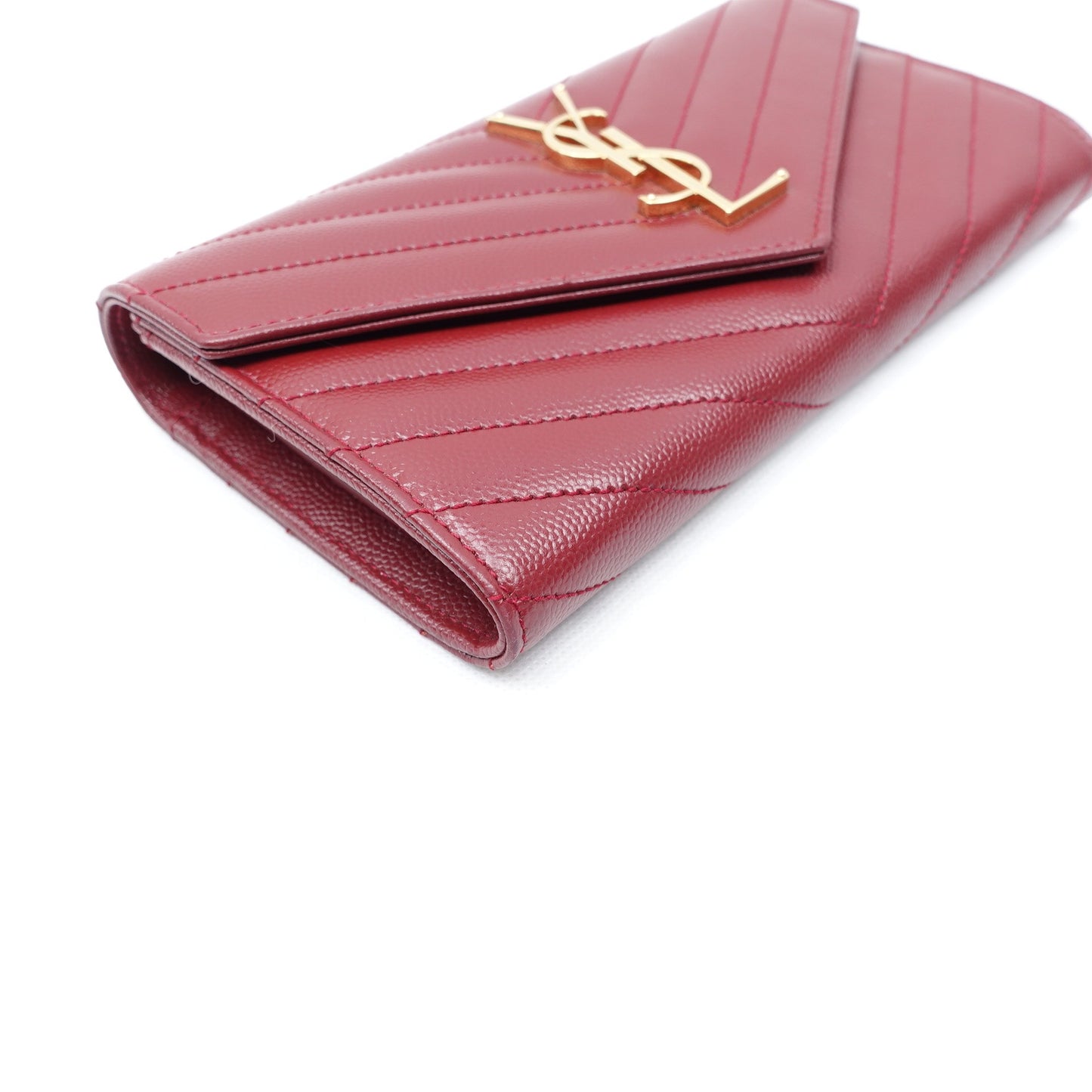 Pre-Owned Yves Saint Laurent Le Monogram Me Red Calfskin Long Wallet T10300903