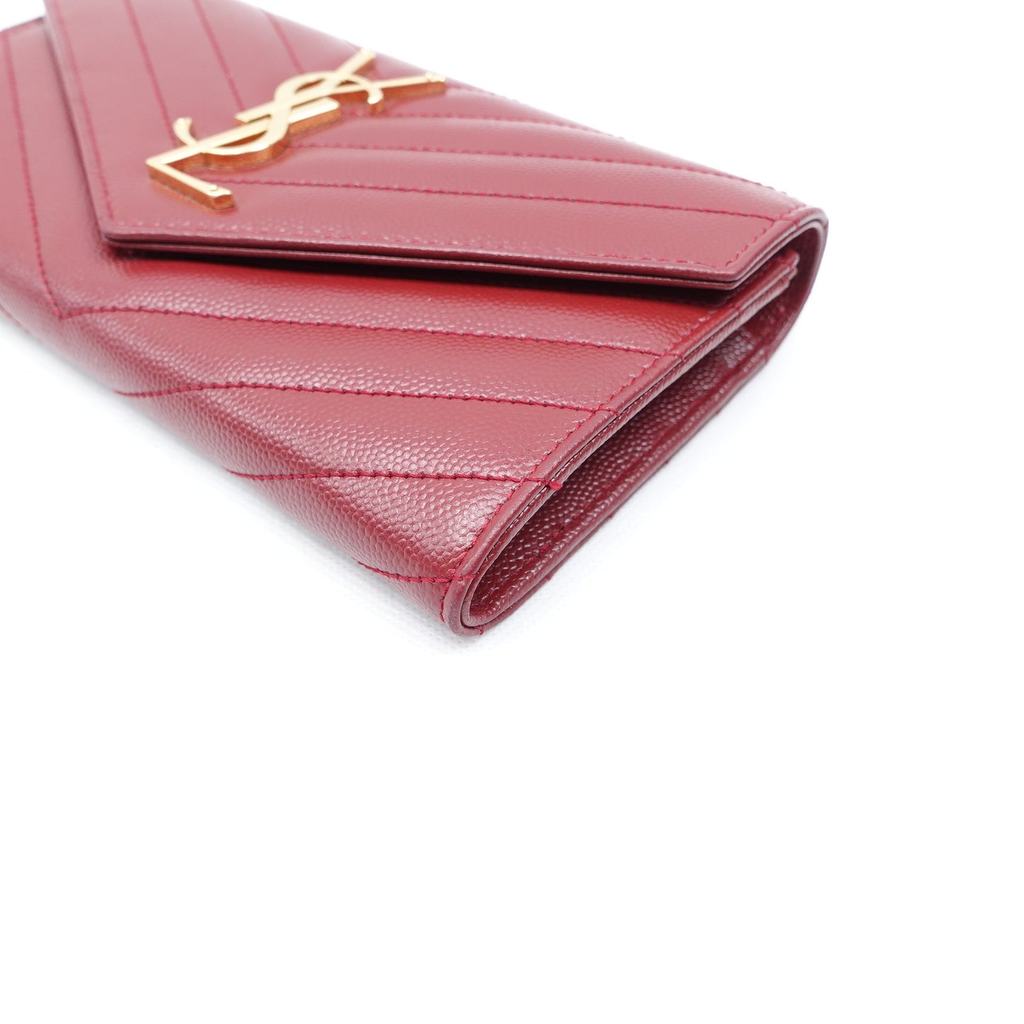 Pre-Owned Yves Saint Laurent Le Monogram Me Red Calfskin Long Wallet T10300903