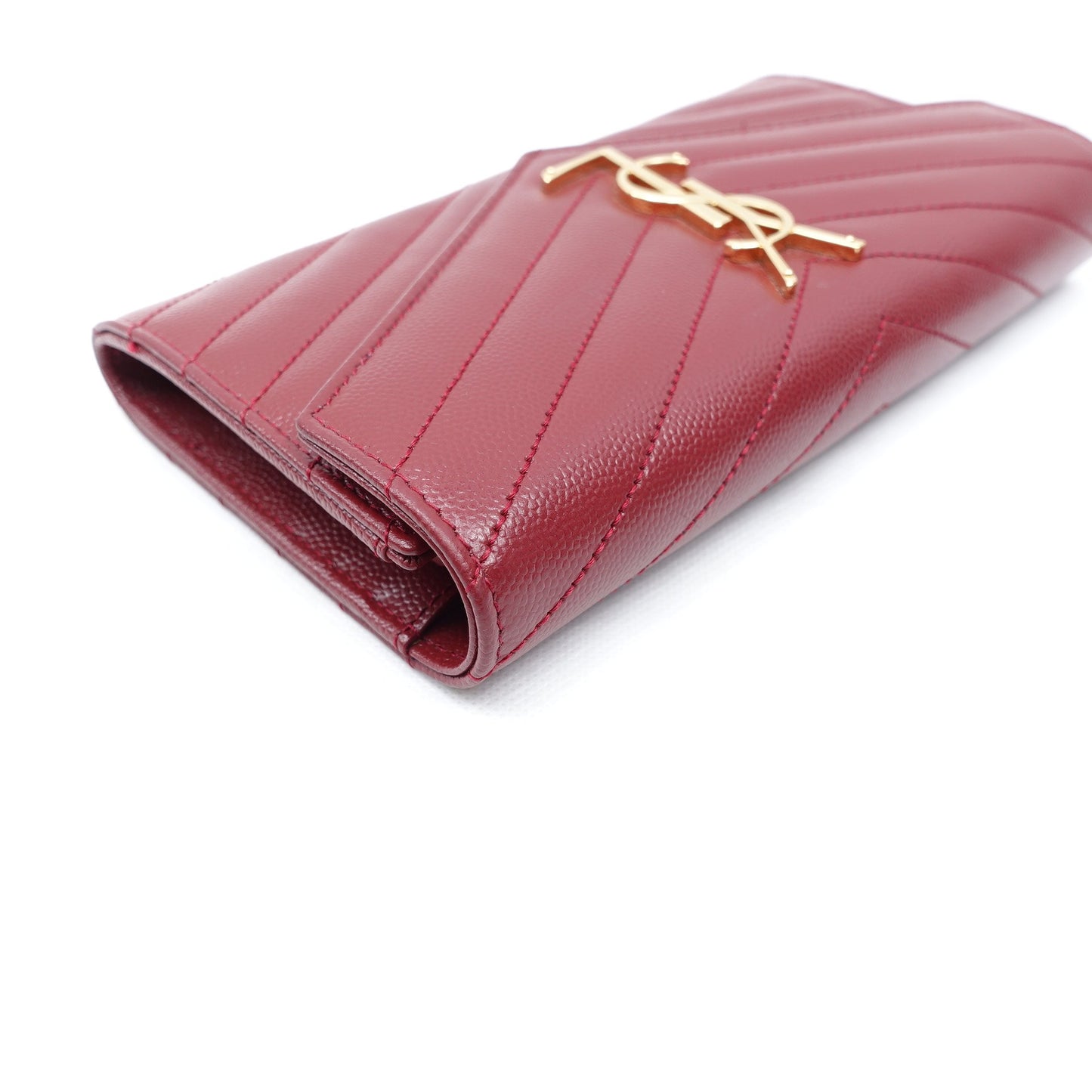 Pre-Owned Yves Saint Laurent Le Monogram Me Red Calfskin Long Wallet T10300903