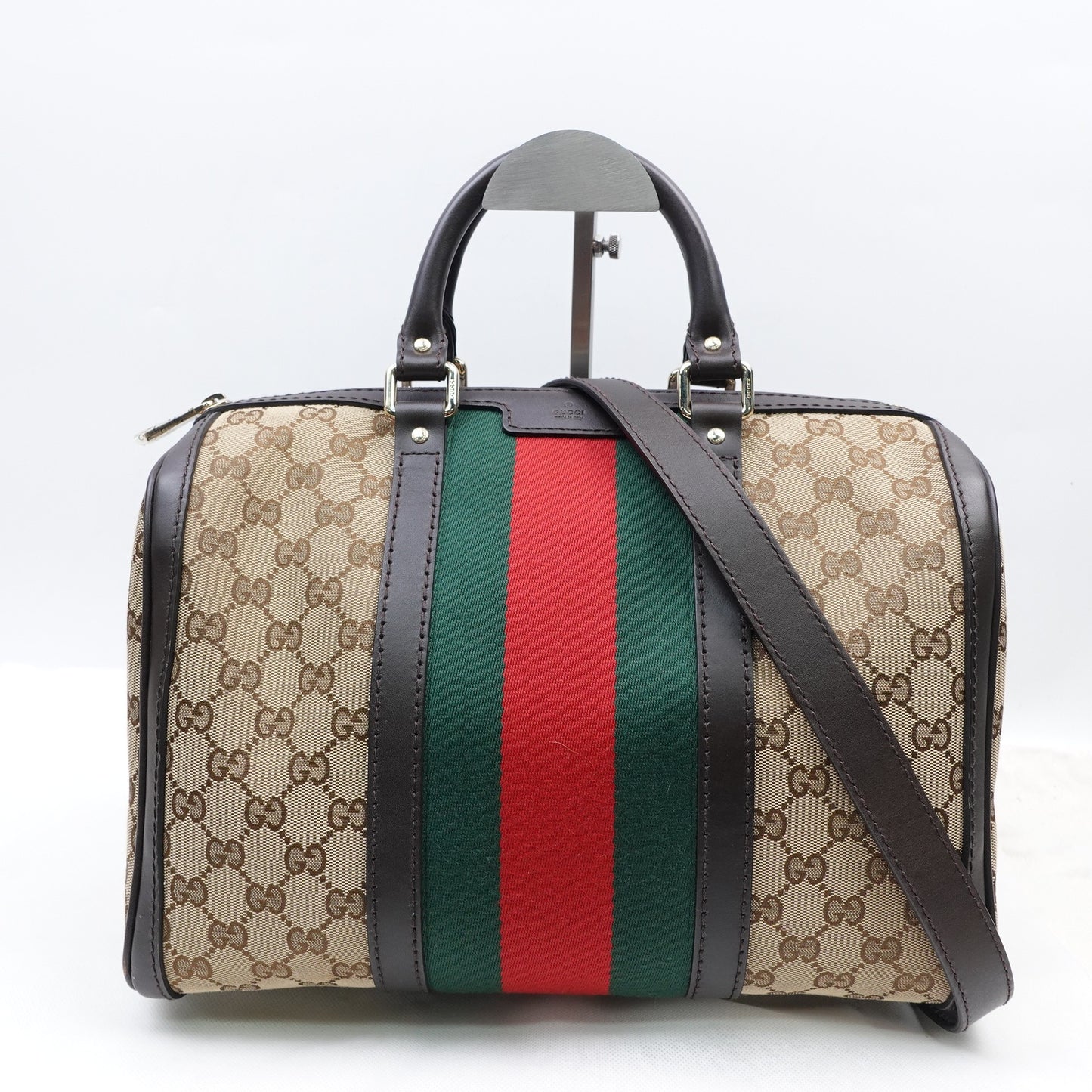 Pre-owned Gucci Boston Monogram Canvas Shoulder Bag