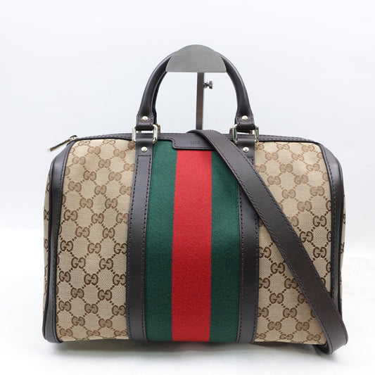 Pre-owned Gucci Boston Monogram Canvas Shoulder Bag