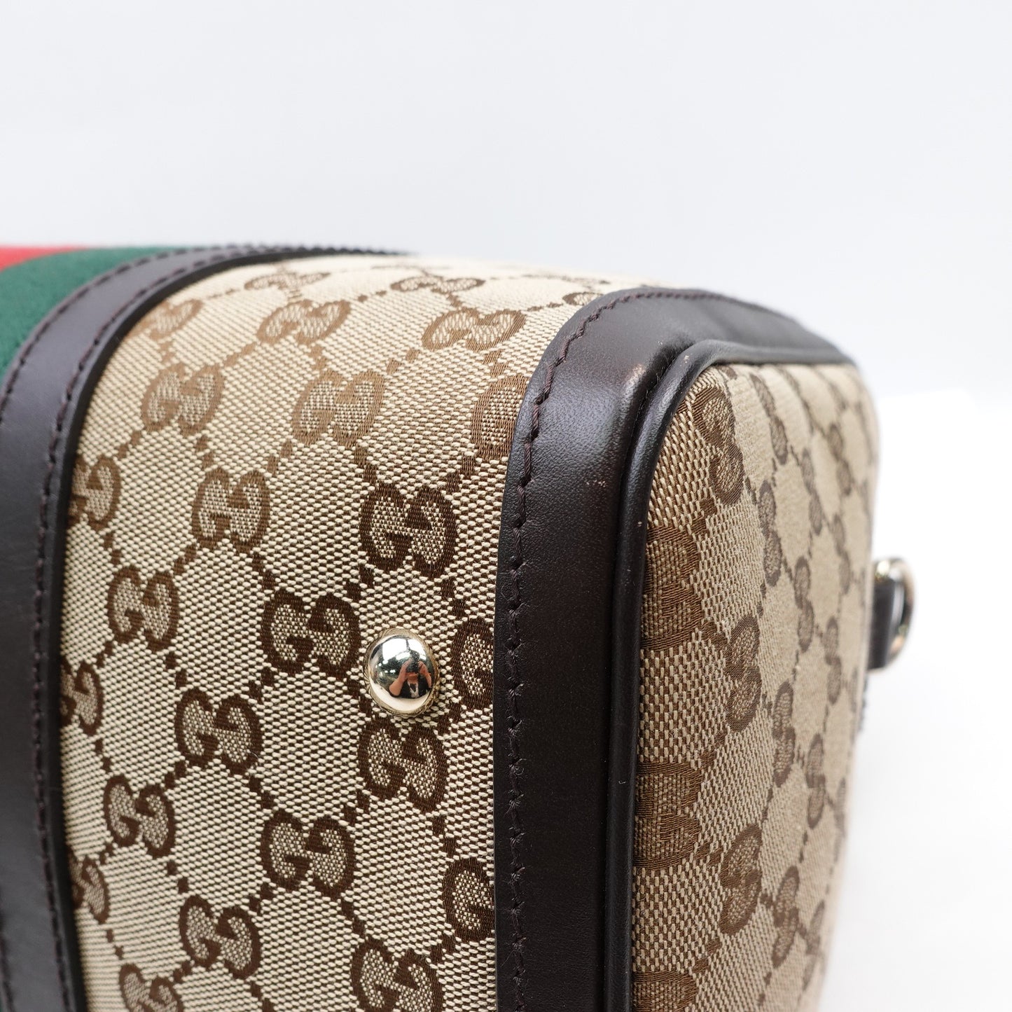Pre-owned Gucci Boston Monogram Canvas Shoulder Bag