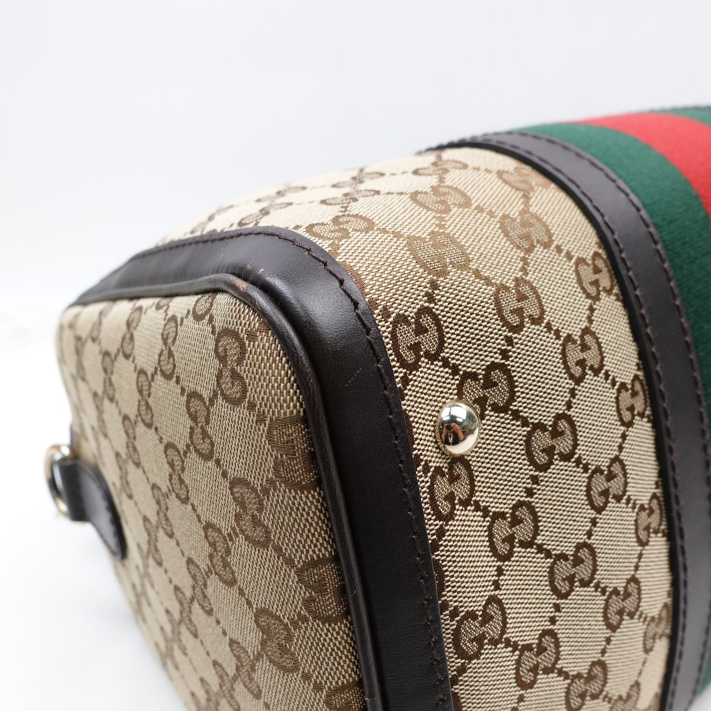 Pre-owned Gucci Boston Monogram Canvas Shoulder Bag