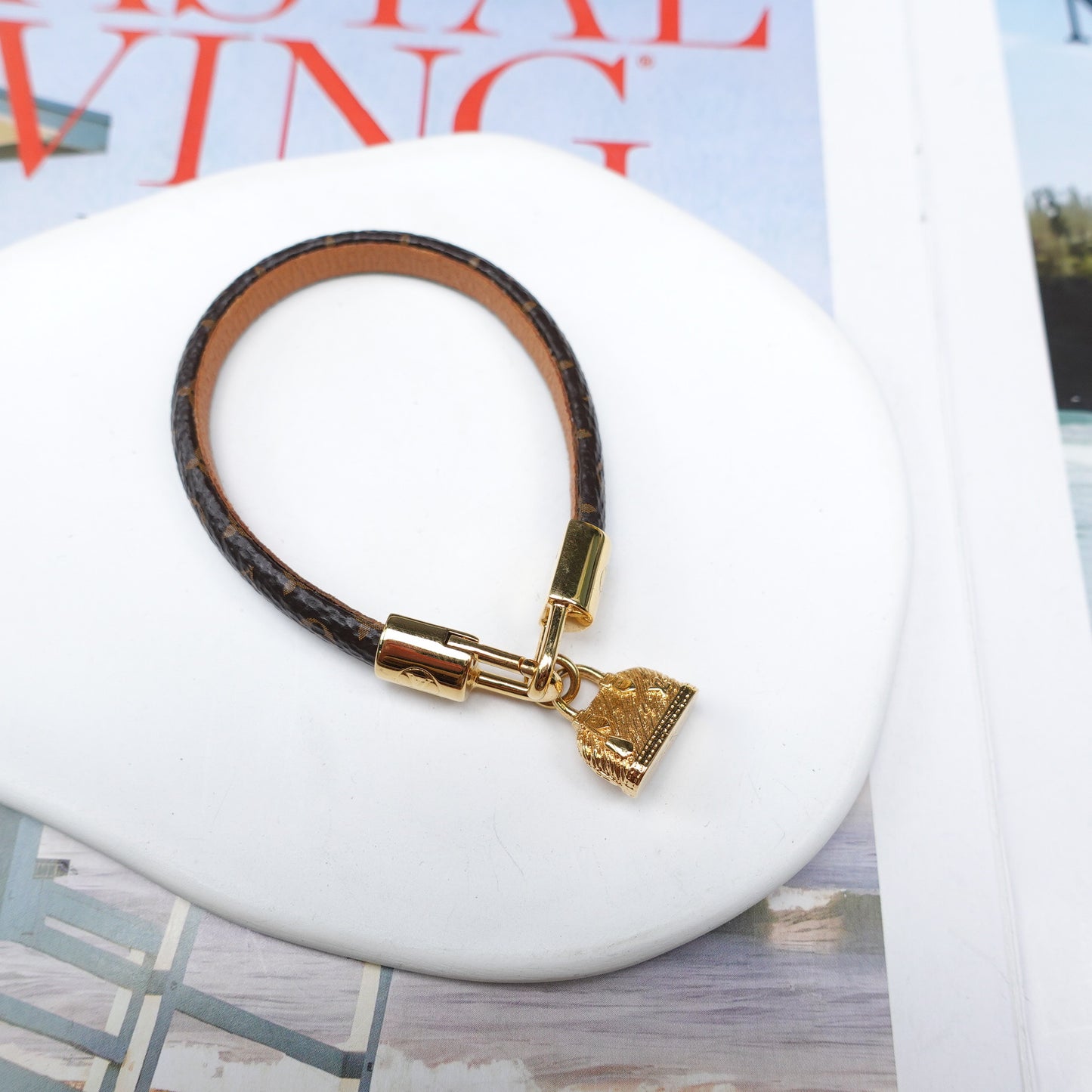 Pre-Owned Louis Vuitton Monogram Idylle Gold Tone Coated Canvas Bracelet